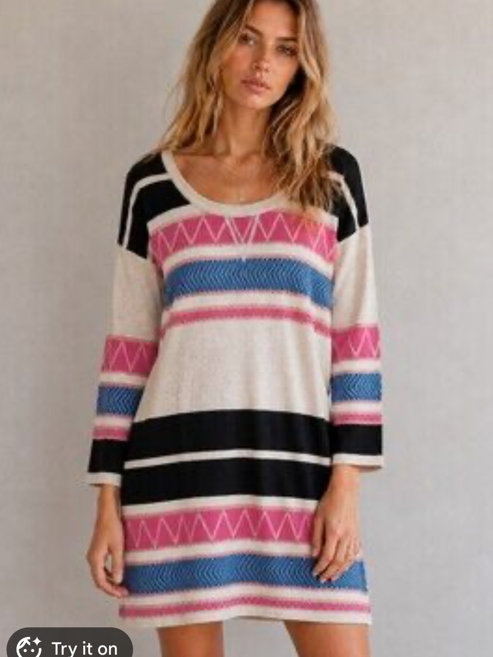 Free People striped cotton knit sweater dress tunic
